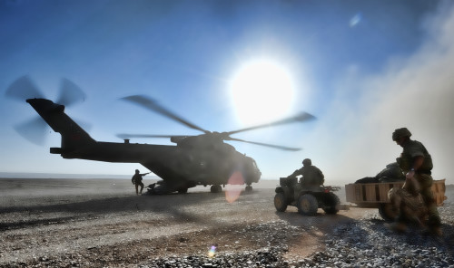 Helicopter at operating base