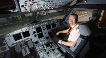 Peter Hale left the Royal Artillery and studied to obtain his commercial pilots licence. Pictured at Luton Airport where Easyjet have their head office.