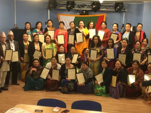 Members of the British Gurkha Community receive their English Language course certificates in Doncaster