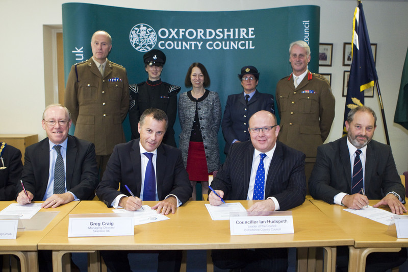 Officials and representatives from the armed forces signing Armed Forces Covenant with Oxfordshire County Council