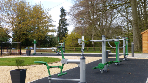 The outdoor gym at Ty Dewr